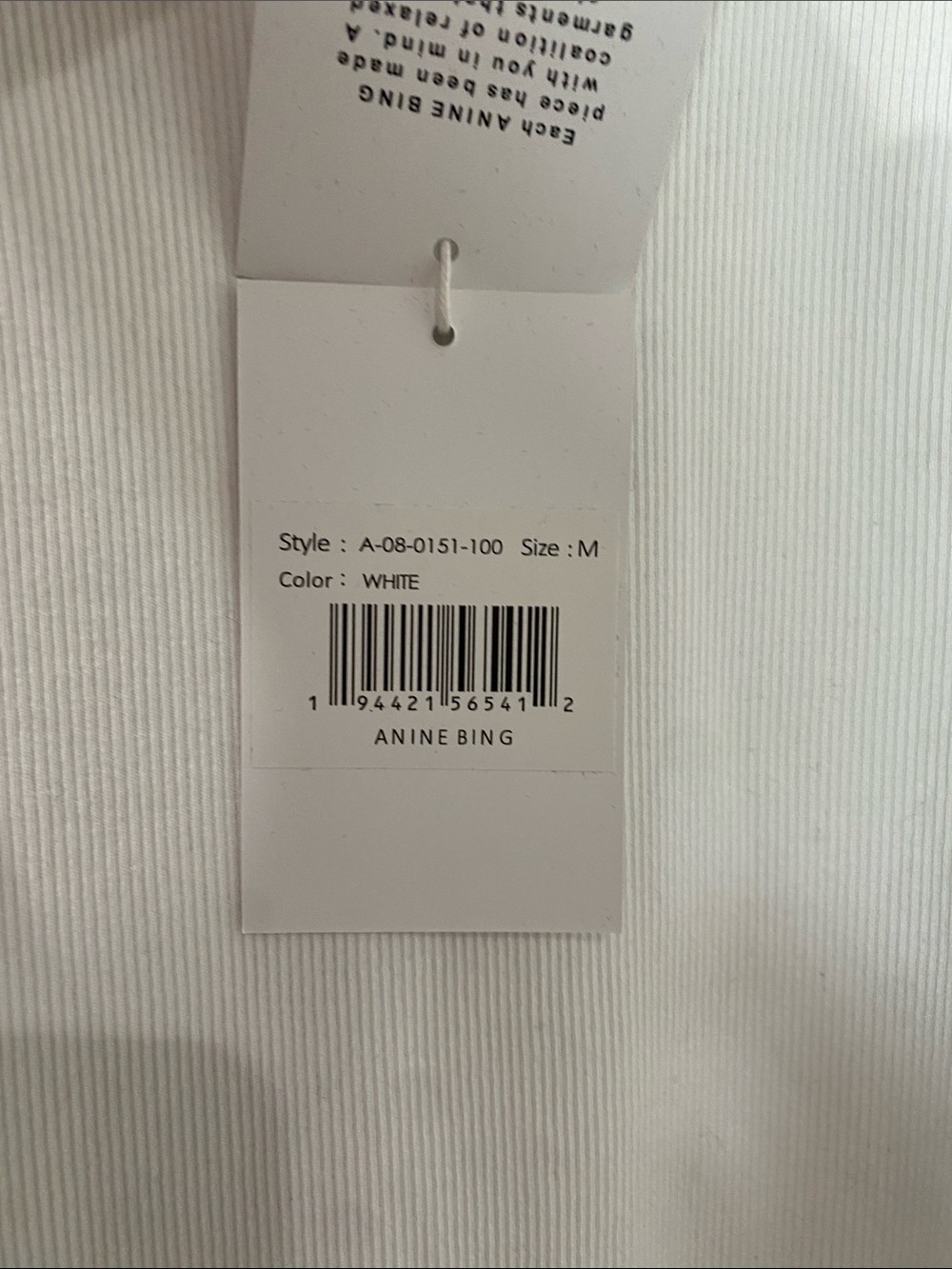 Anine Bing organic cotton Classic White Ribbed Tank - Sleeveless pp15-21 L24.5 - Picture 2 of 4